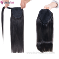 Wholesale Indian Temple Hair Unprocessed Hair Extensions Virgin Human Hair Ponytails For Black Women